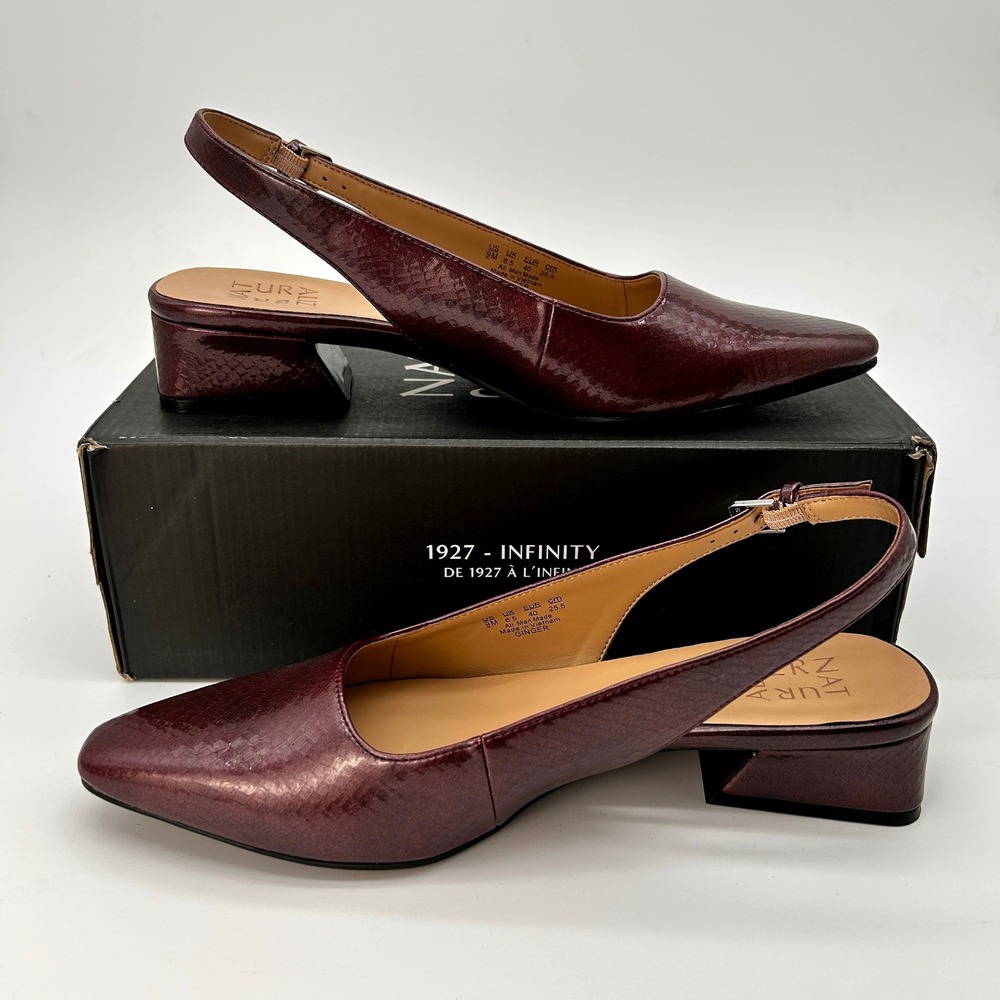 Womens Slingback Block Heels Naturalizer Ginger Size 9 M‎ Cranberry Dark Red NEW - Picture 2 of 7